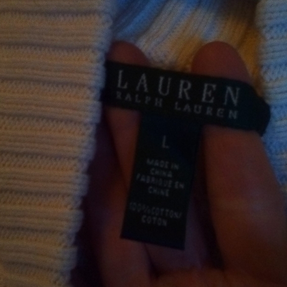 Ralph Lauren white ribbed turtleneck sweater sze L - Picture 6 of 8